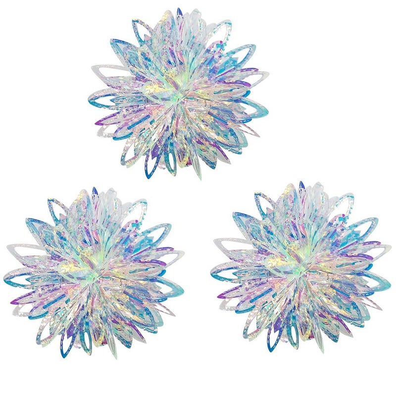 Blukey Iridescent Flower Ball Ornament Hanging Decoration, Foil Ceiling Decorative Hanging Ornaments for Christmas Bridal Shower Wedding Birthday Frozen Theme Party Fairy Princess Rainbow Show Decoration - Image 1